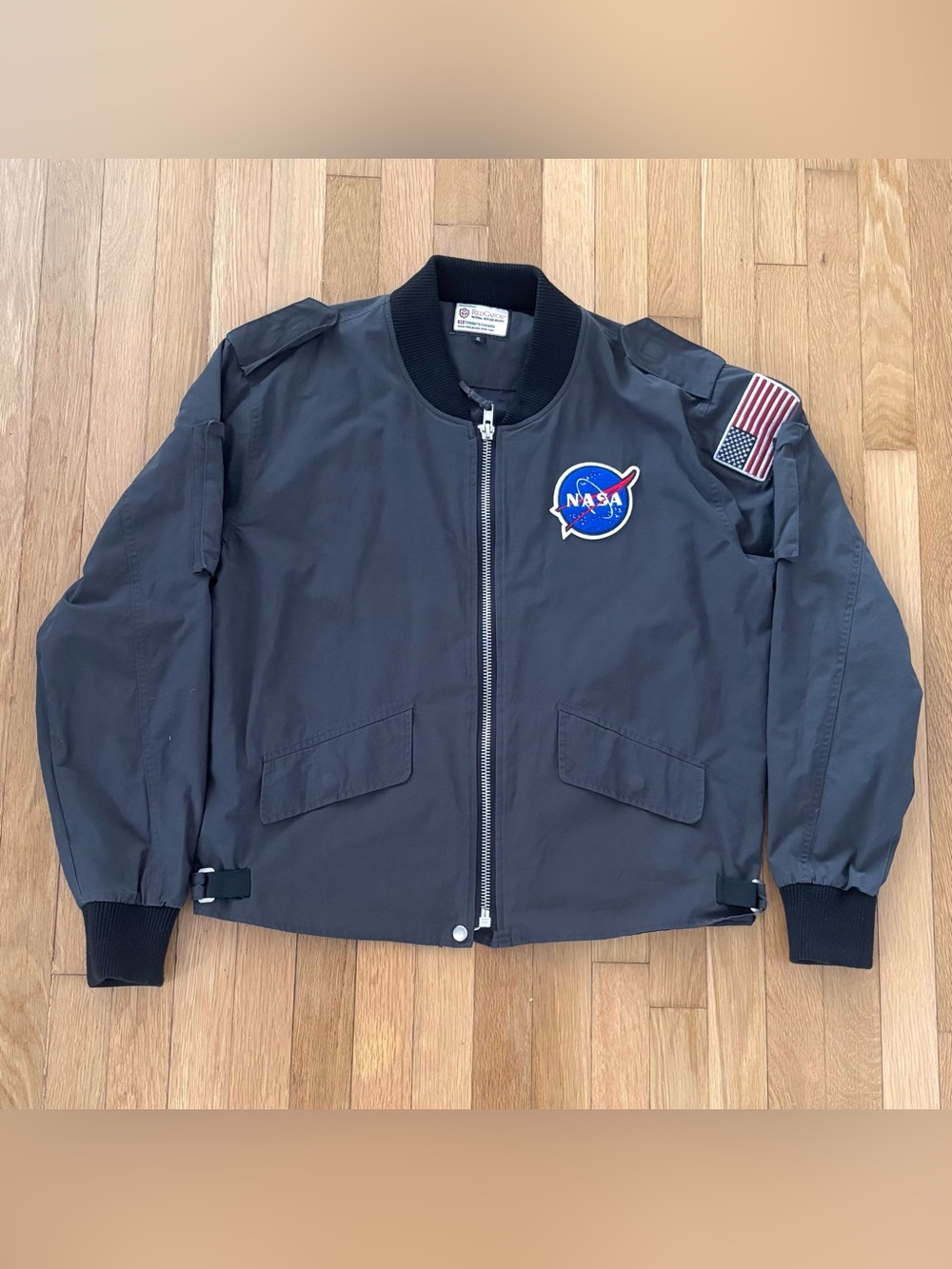 Red Canoe NASA Flight Jacket Mens XL Grey Bomber Canada National Heritage Coat